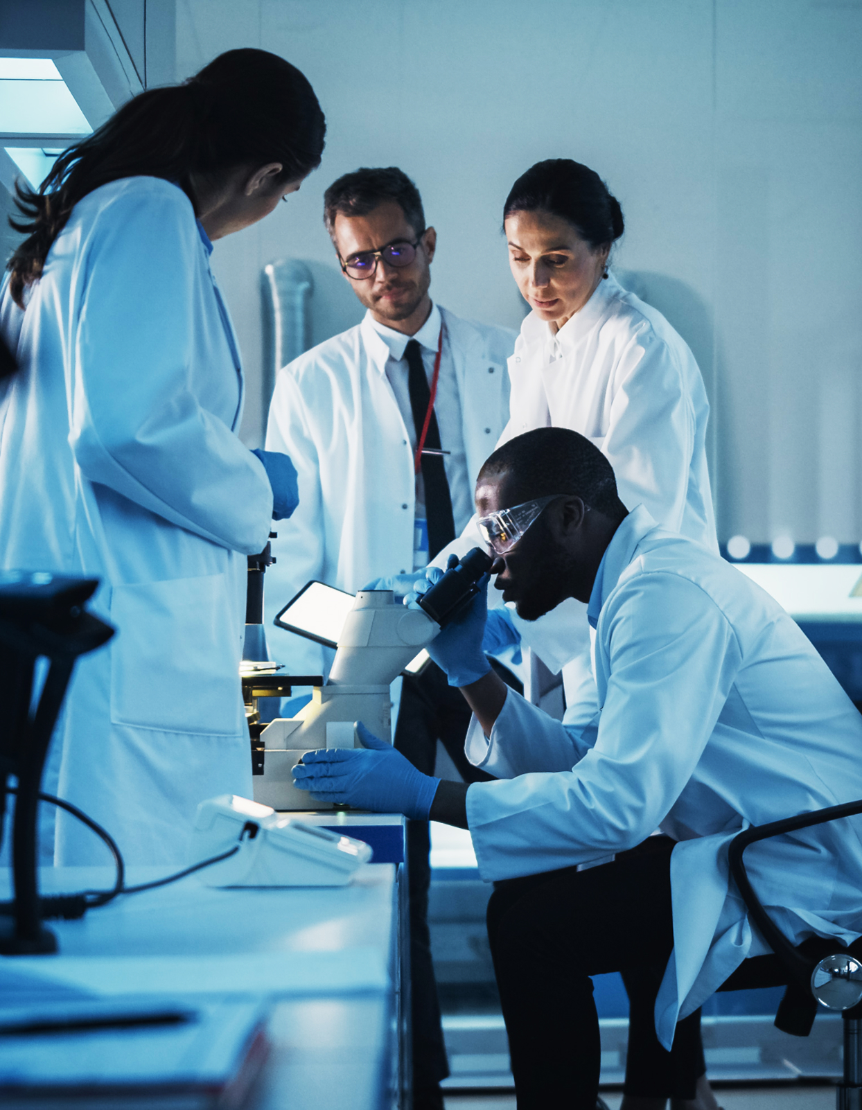 Woman looking at dual computer screens
